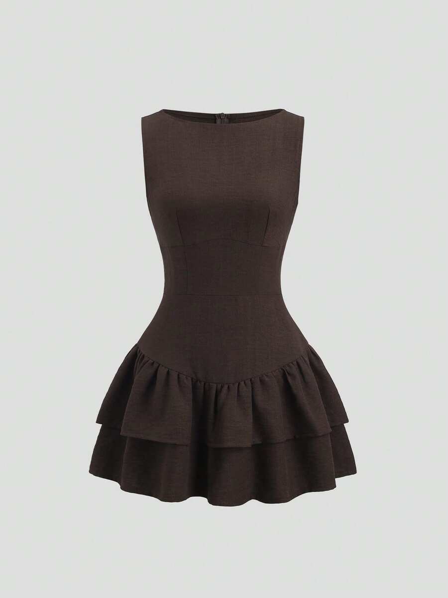 Sweetro Vintage Ruffle Mini Dress